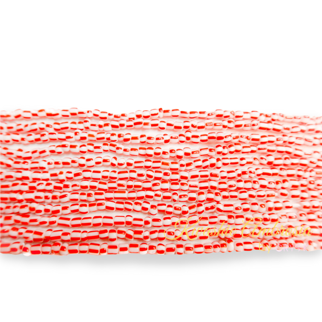 Red & White Traditional Waist Trimming Beads