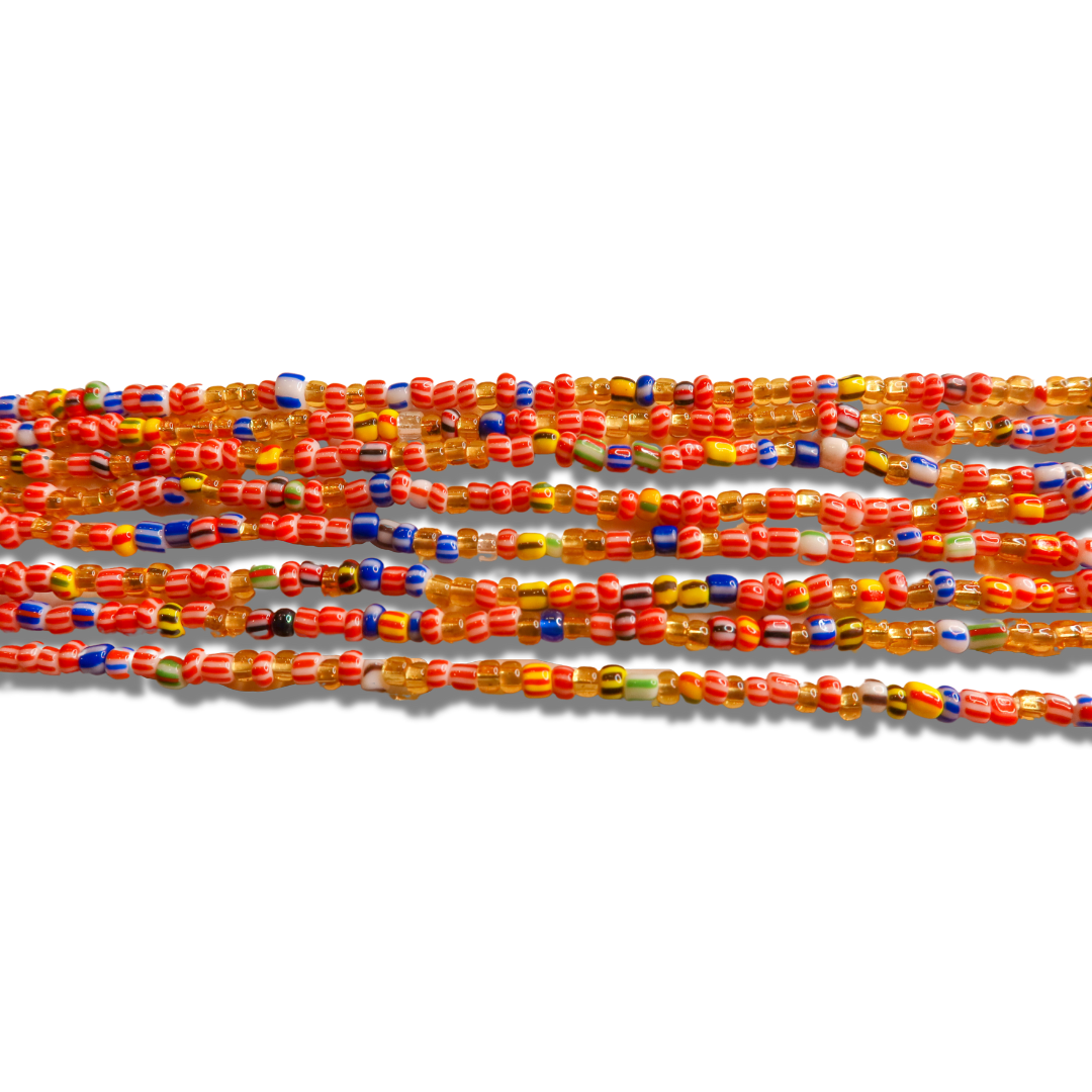 Red Multi Traditional Waist Trimming Beads