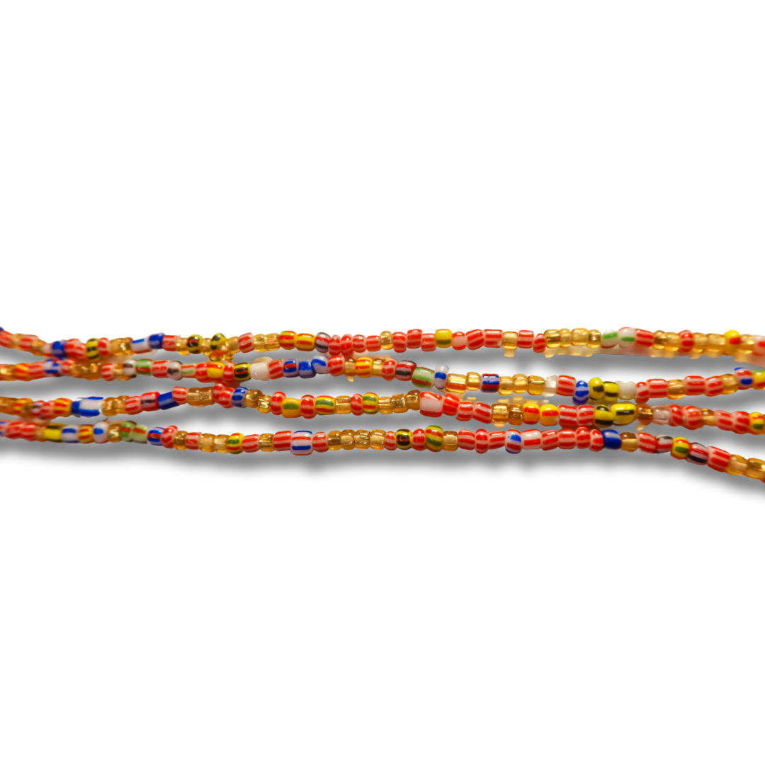 Red Multi Traditional Waist Trimming Beads