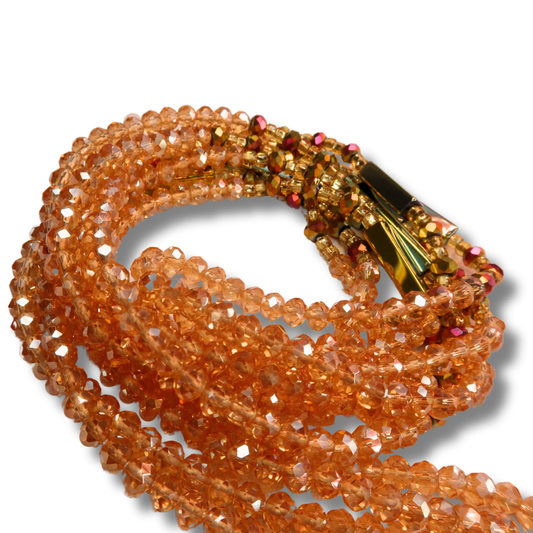 gold crystal waist beads with gold bars