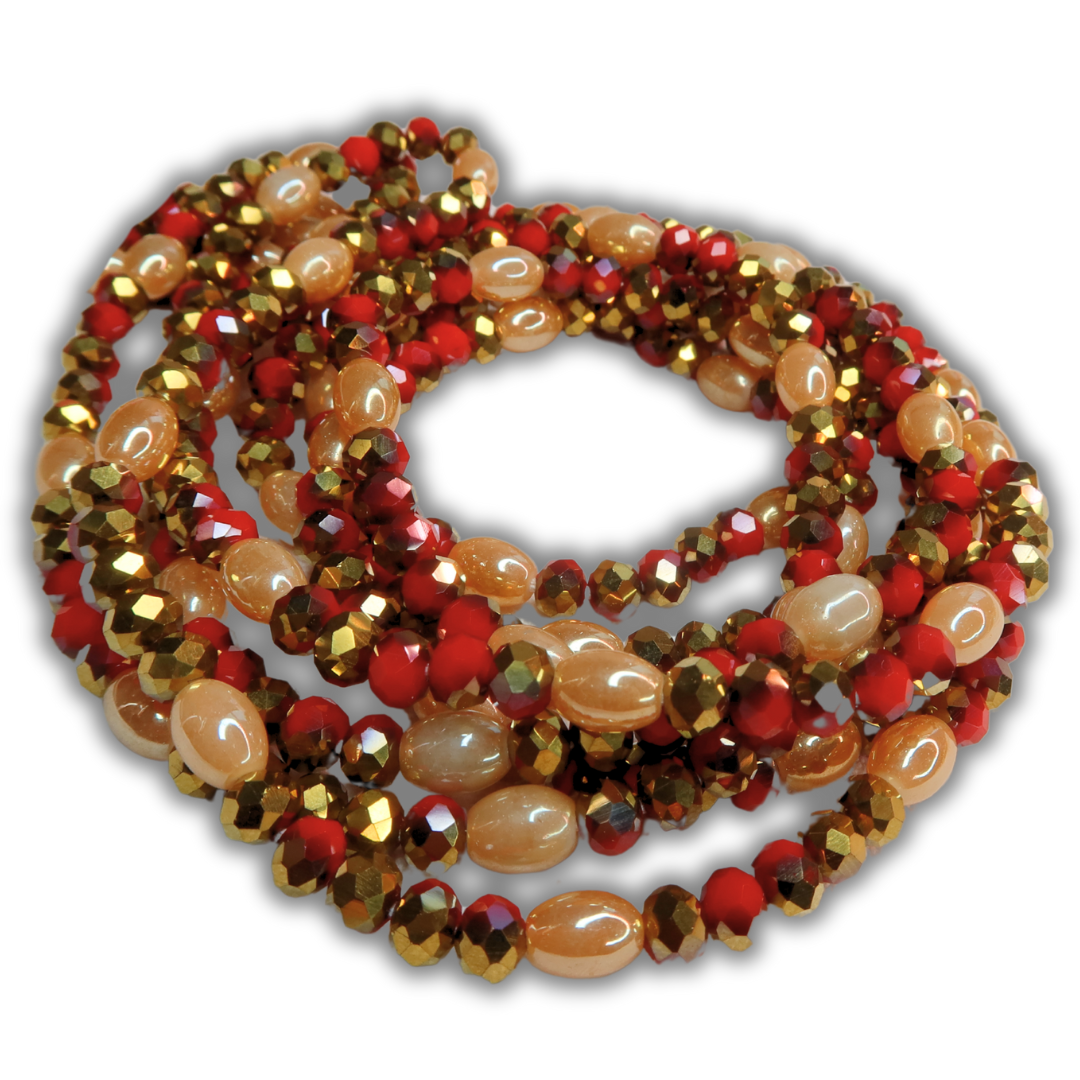 red and gold ombre waist beads handmade in ghana