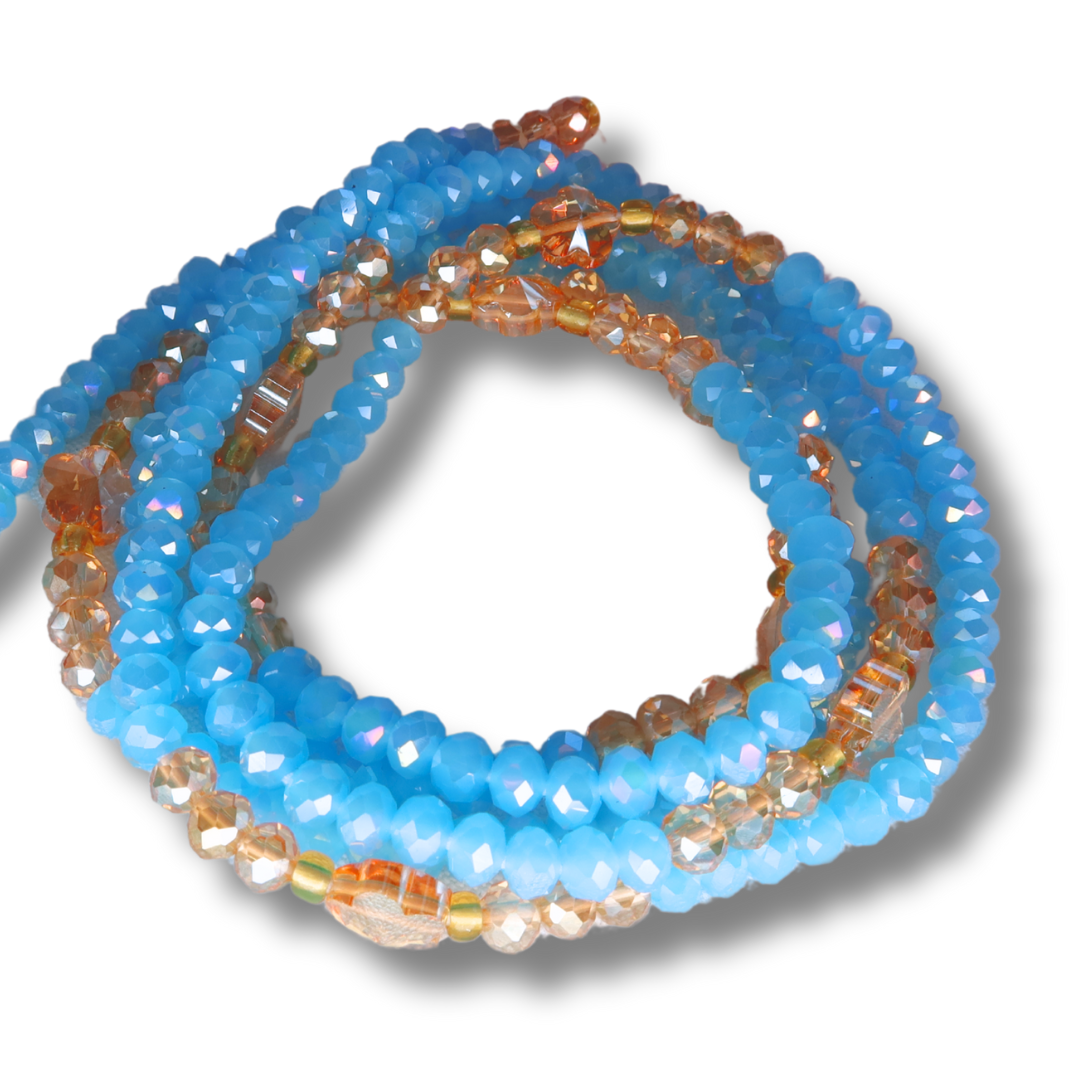 light blue frosted glass waist beads