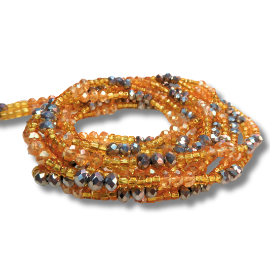 gold and silver alternating pattern waist beads