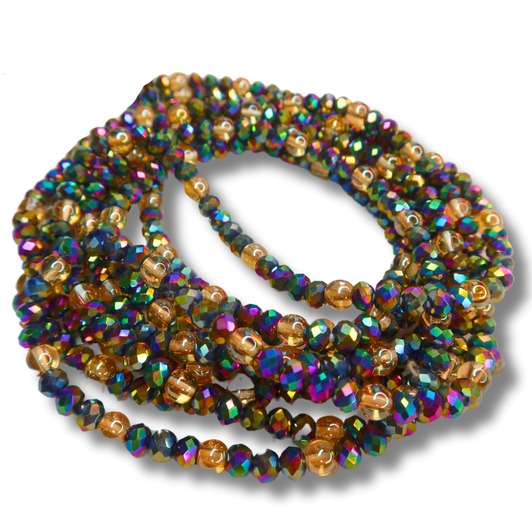 purple and gold crystal waist beads handmade in ghana