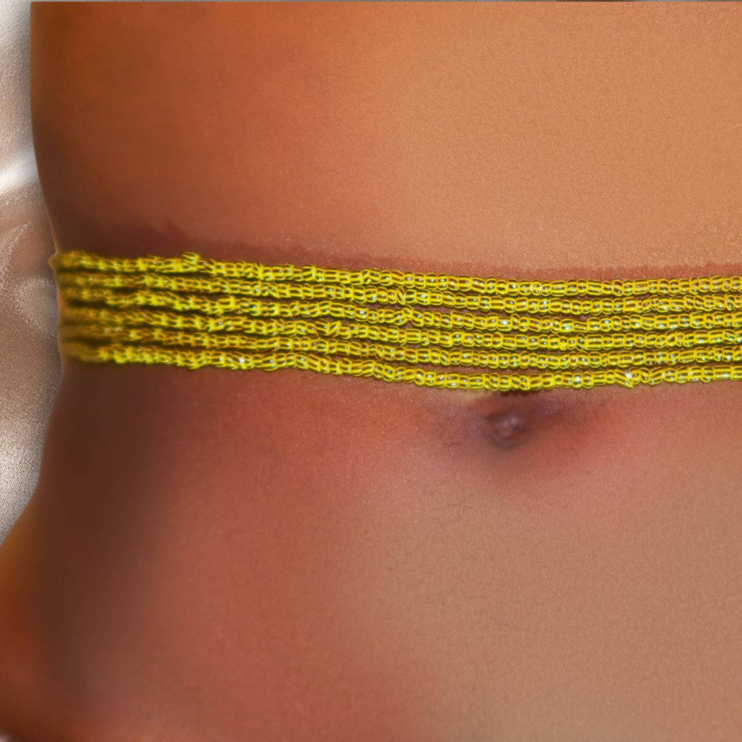 Brown & Yellow Traditional Waist Trimming Beads