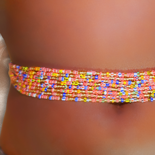 Red Multi Traditional Waist Trimming Beads