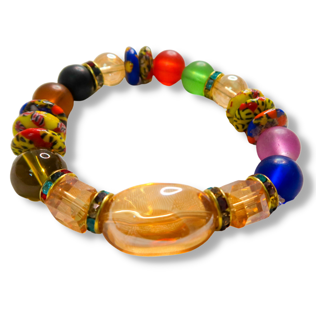 African Stone & Crystal Bracelet