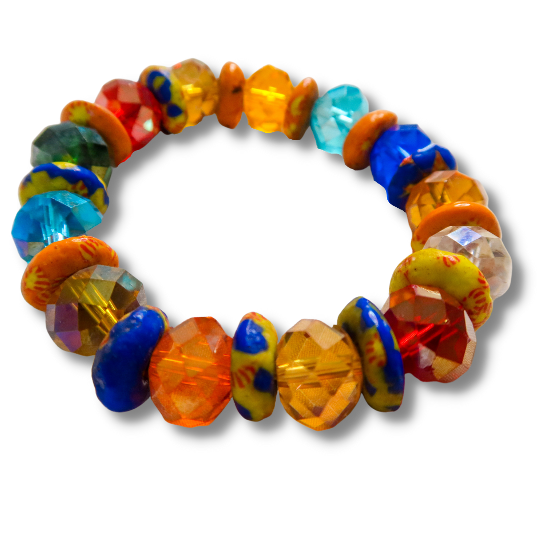 African Stone & Crystal Bracelet