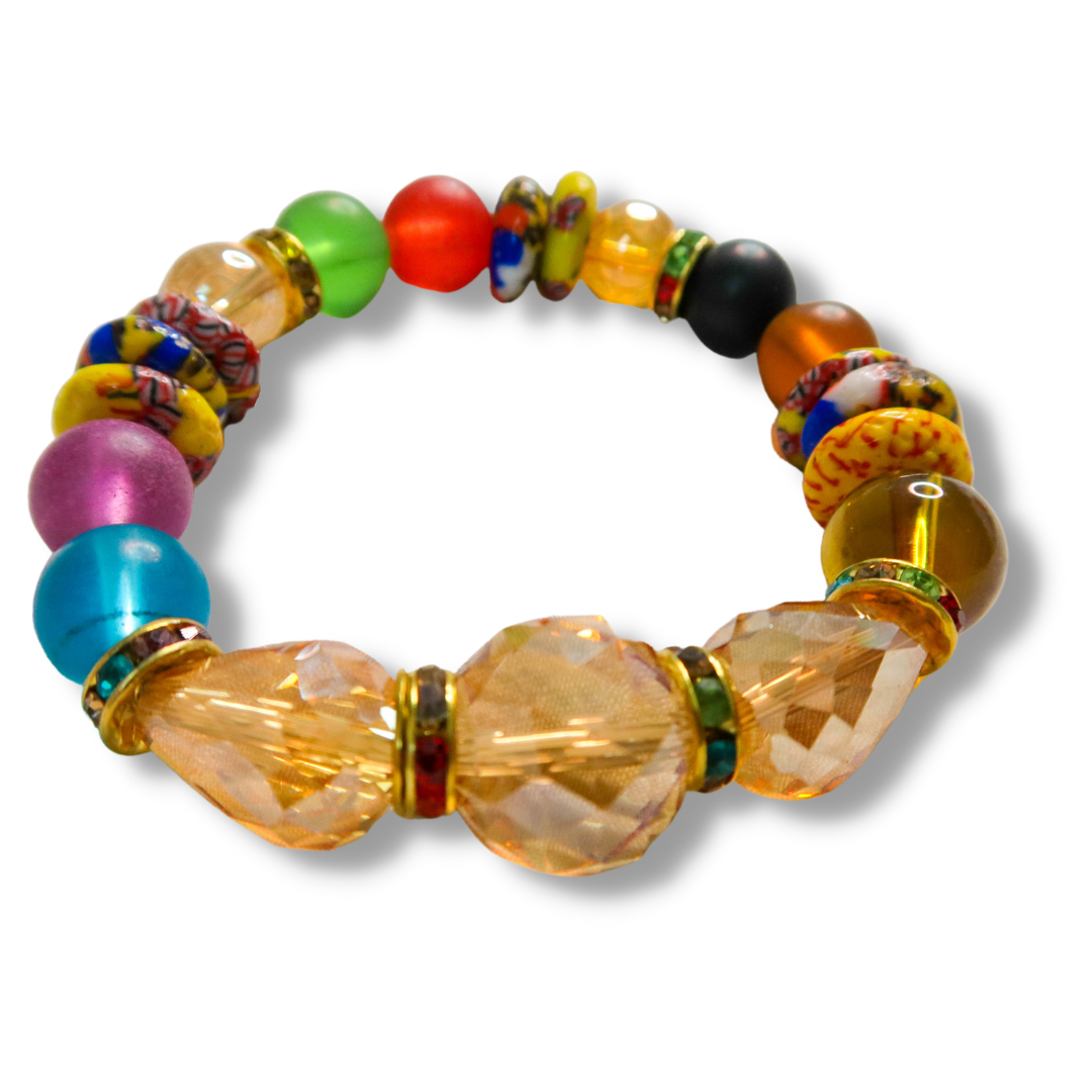 African Stone & Crystal Bracelet