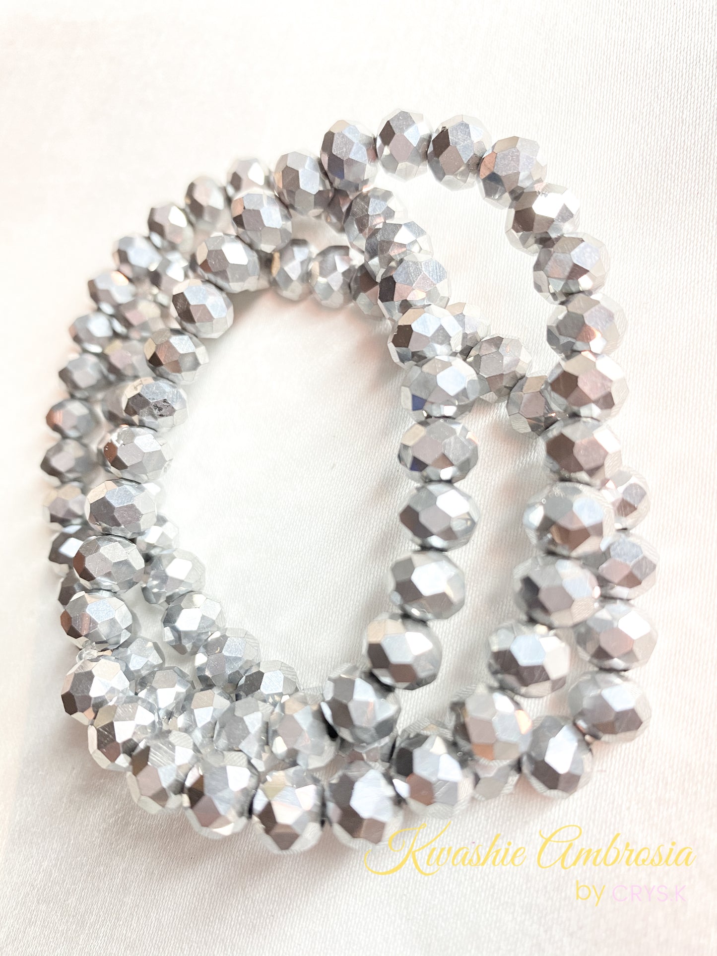 Platinum Crystal Bracelet (Large Beads)