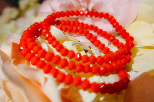 Hot Orange Crystal Bracelet (Medium Beads)