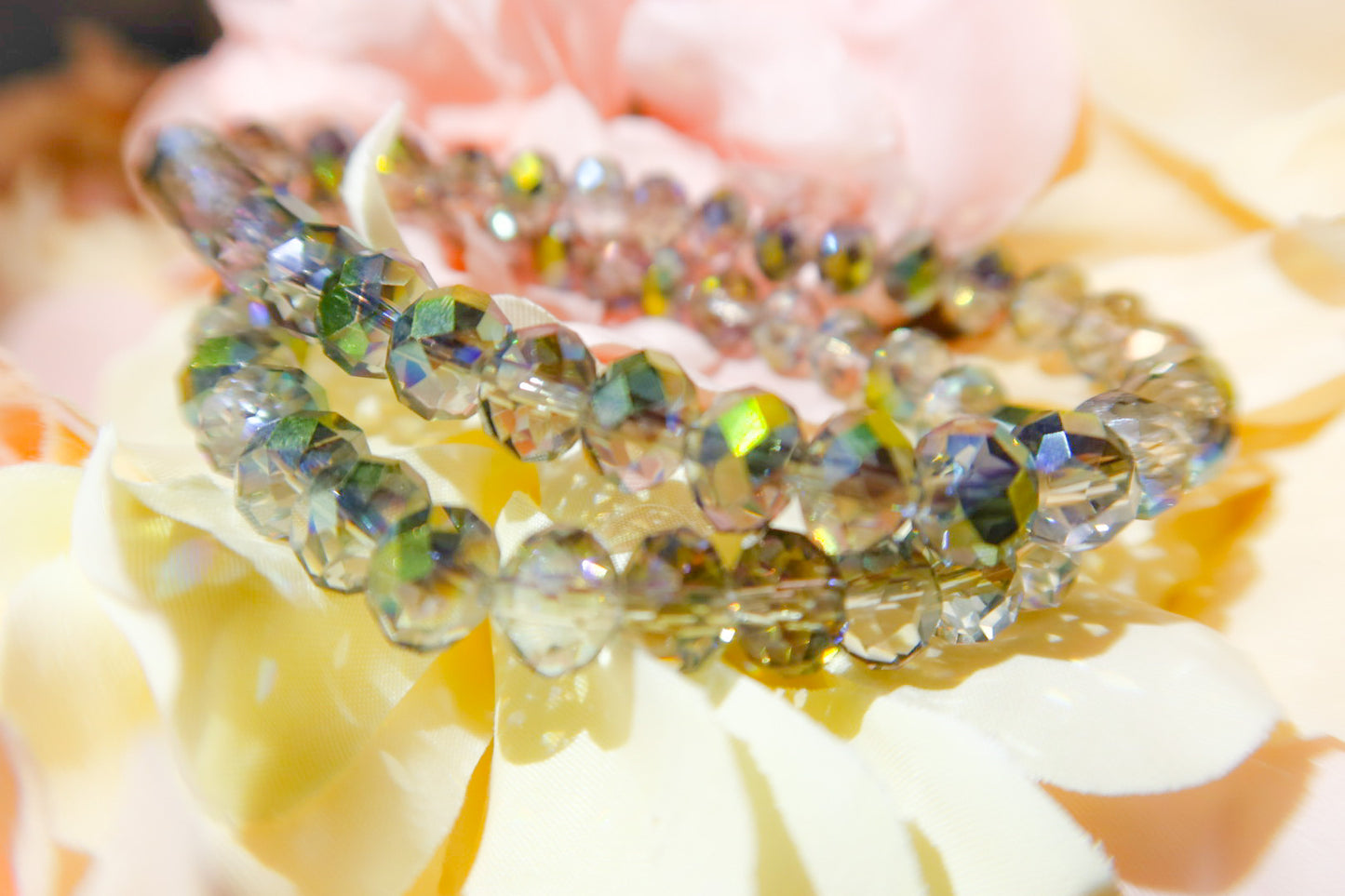 Purple & Green Iridescent Crystal Bracelet (Large Beads)