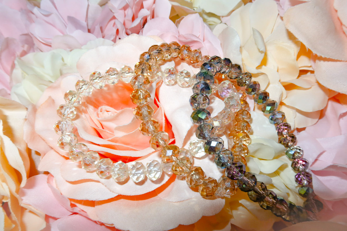 Purple & Green Iridescent Crystal Bracelet (Large Beads)